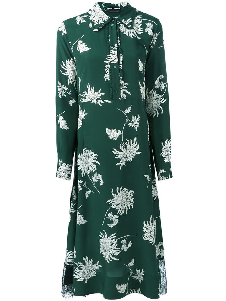 Rochas Floral Print Shirt Dress