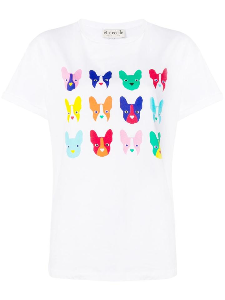 Être Cécile Dog Grid Oversized T-shirt - White