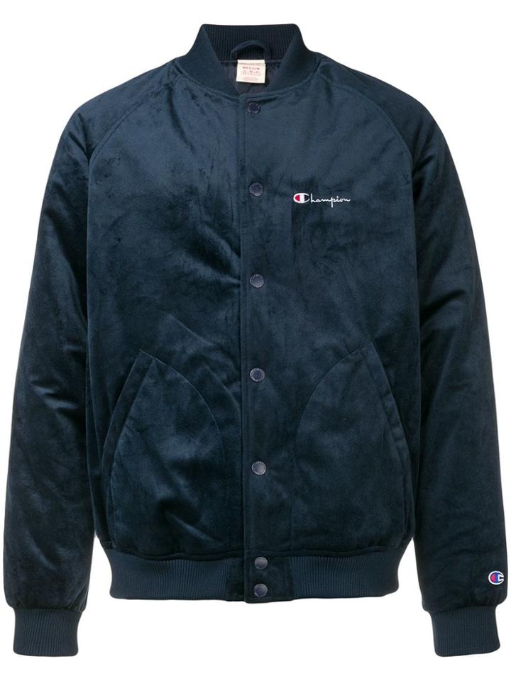 Champion Embroidered Logo Bomber Jacket - Blue