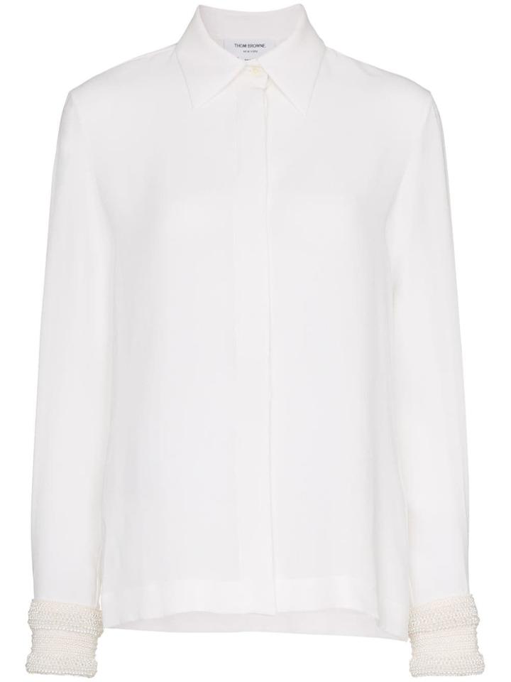 Thom Browne Thomb Ls Btn Dwn Bls W Prl Cuf - White