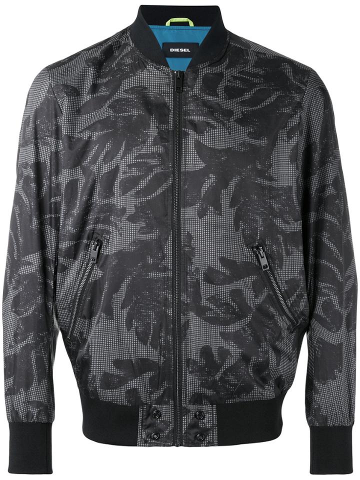 Diesel Printed Bomber Jacket - Black