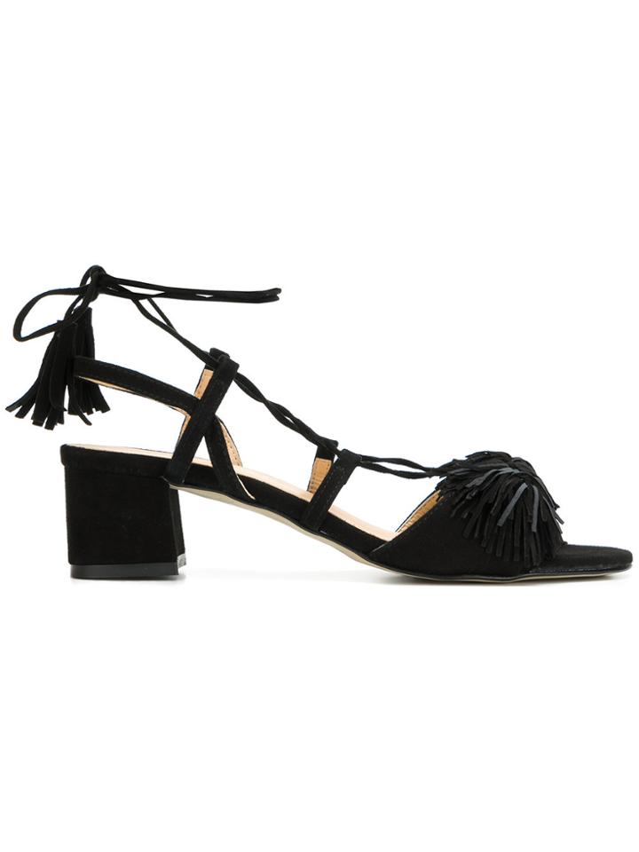 Rebecca Minkoff Lace Up Low Heel Sandals - Black