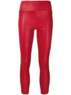 Sprwmn High Waisted Cropped Leggings - Red