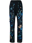Prada Sequinned Palazzo Trousers - Blue