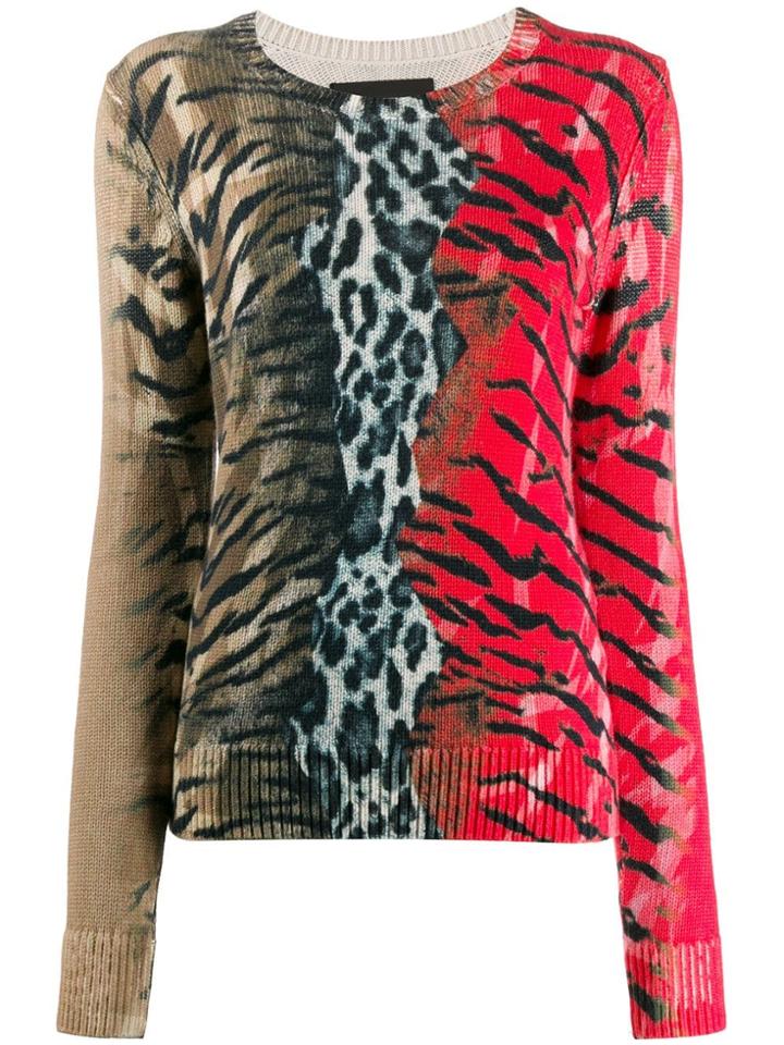 Neil Barrett Tiger Leopard Print Jumper - Red