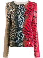 Neil Barrett Tiger Leopard Print Jumper - Red