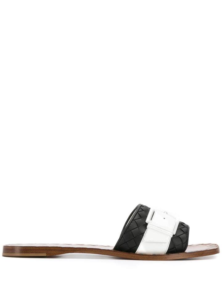 Bottega Veneta Side Buckle Slides - Black