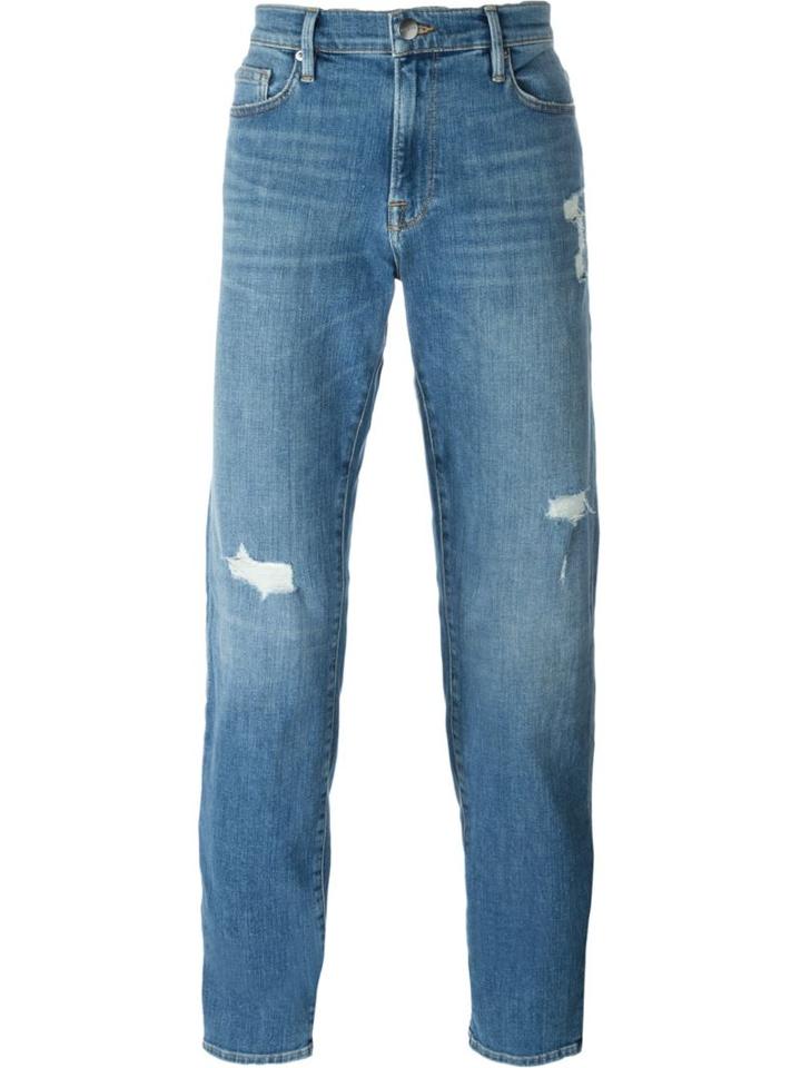 Frame Denim Stonewashed Jeans, Men's, Size: 31, Blue, Cotton/polyester/spandex/elastane