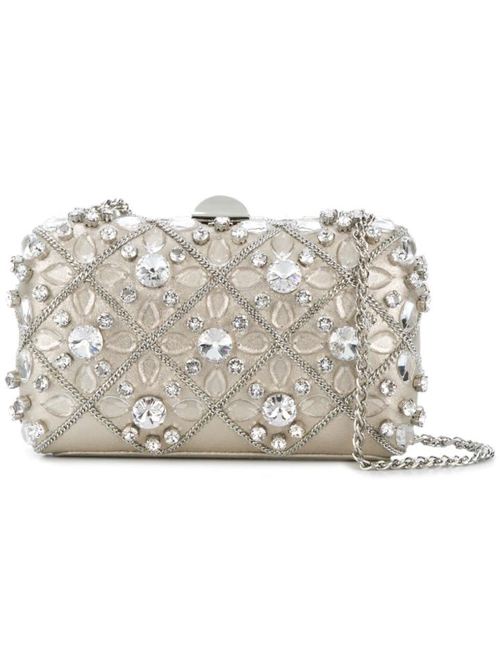 Rodo Embellished Hardshell Clutch - Metallic
