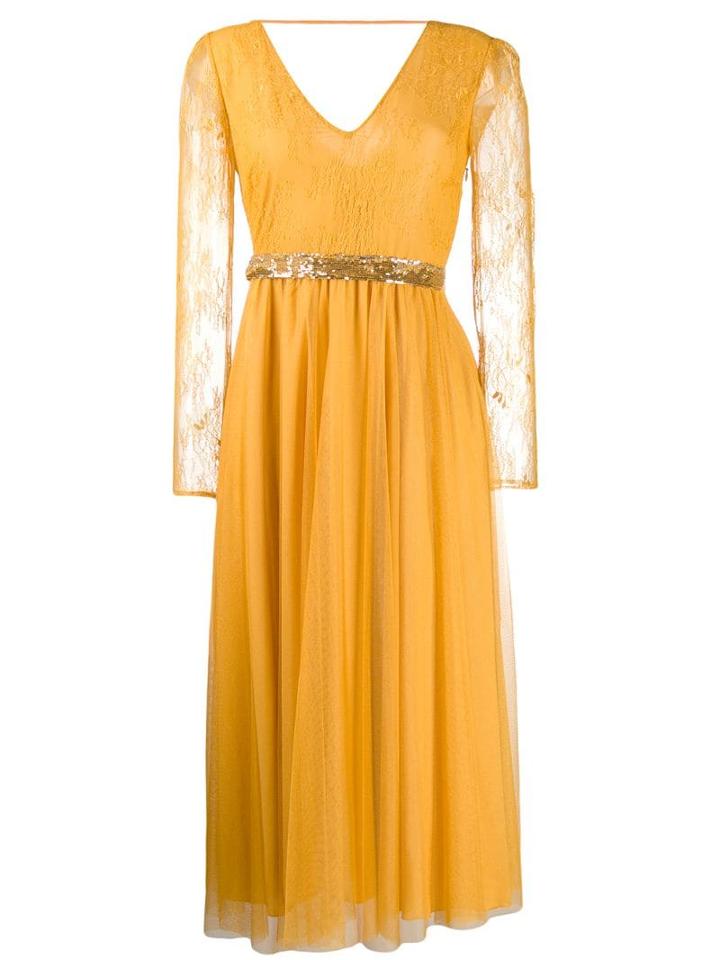 Patrizia Pepe Lace Sleeve Dress - Yellow