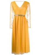 Patrizia Pepe Lace Sleeve Dress - Yellow