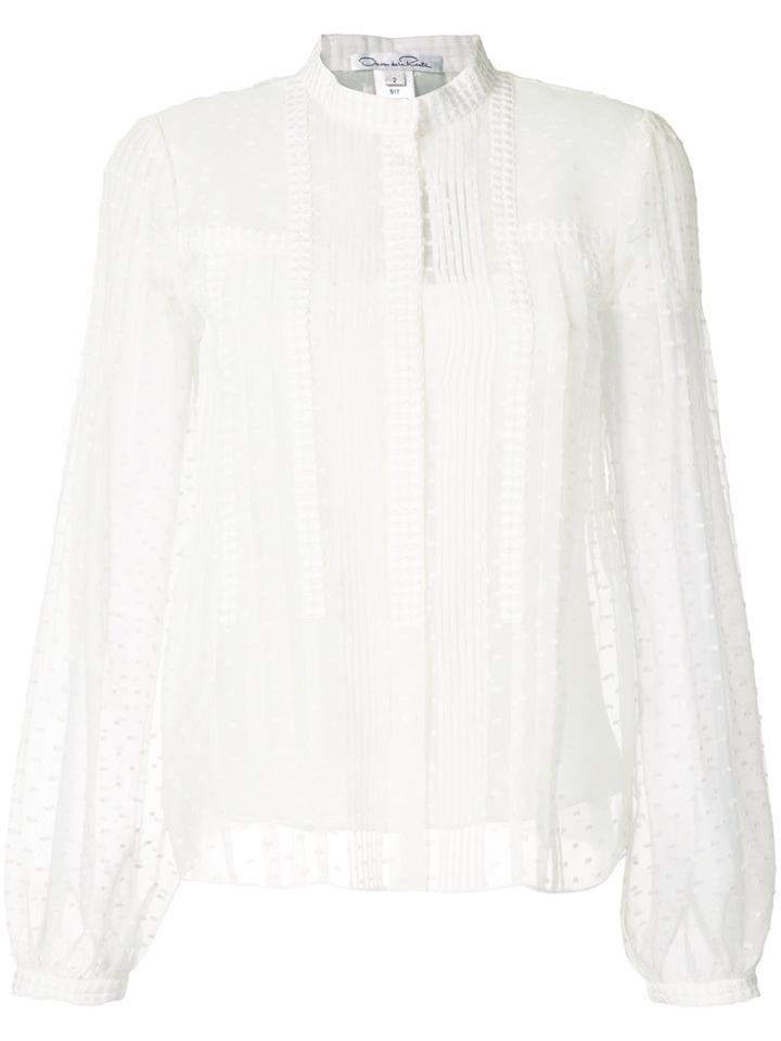 Oscar De La Renta - Long Ruffle Sleeve Blouse - Women - Silk - 4, White, Silk