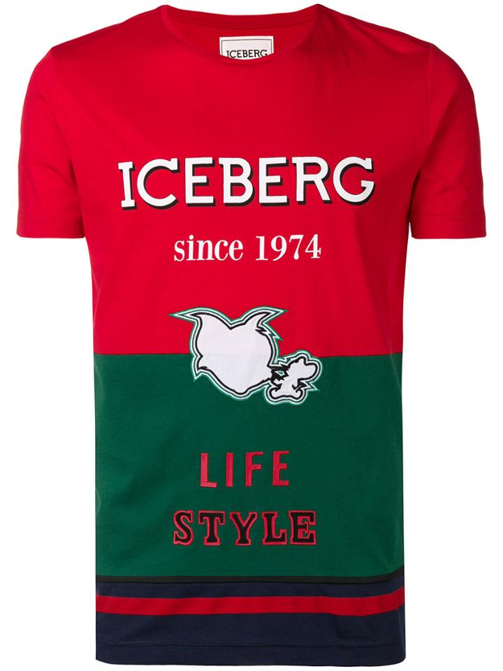 Iceberg Colour Blocked Logo T-shirt - Red
