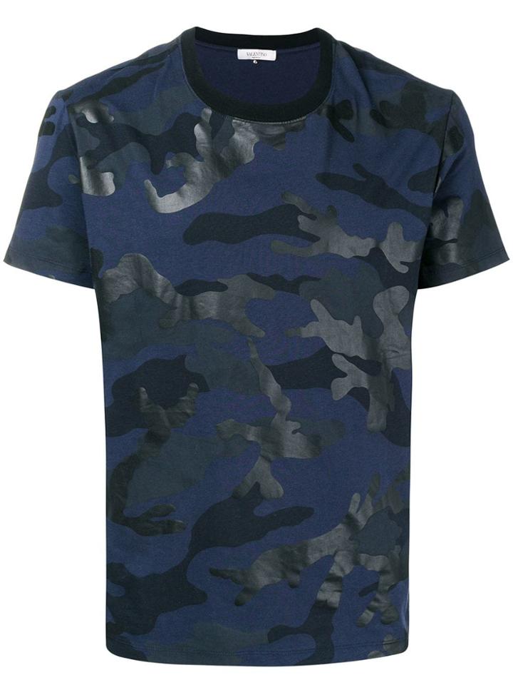 Valentino Rockstud Camouflage T-shirt - Blue