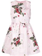 Red Valentino Cherry Print Dress, Women's, Size: 40, Pink/purple, Cotton/polyester