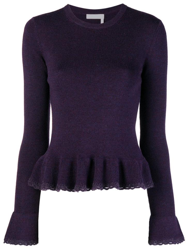 See By Chloé Ruffled Sweater - Pink & Purple