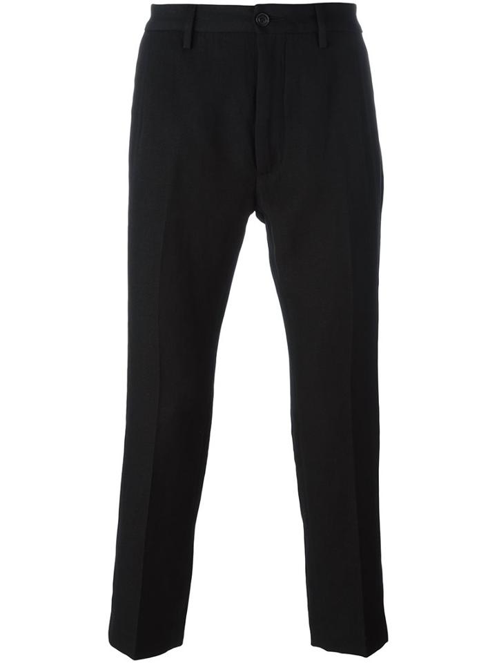 Pence Straight Cropped Trousers, Men's, Size: 44, Black, Linen/flax/polyester/virgin Wool