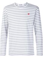 Comme Des Garçons Play Mini Heart Striped T-shirt, Men's, Size: Medium, Grey, Cotton