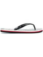 Alice+olivia Stripe And Face Print Flip Flops - Black