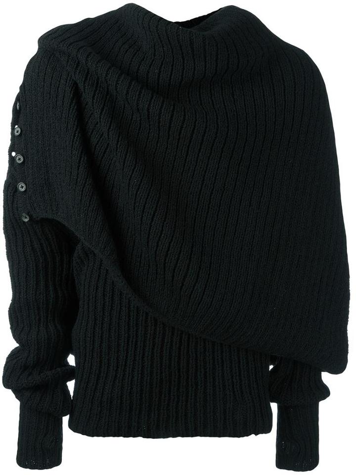 A New Cross Draped Turtle Neck Jumper, Men's, Size: Small, Black, Rayon/wool
