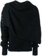 A New Cross Draped Turtle Neck Jumper, Men's, Size: Small, Black, Rayon/wool