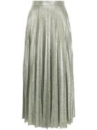 Emilia Wickstead Metallic Pleated Skirt - Silver