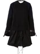Sacai Deconstructed Parka Dress, Women's, Size: 1, Black, Cotton/calf Leather/polyester/wool