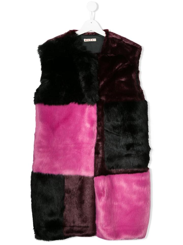 Marni Kids Teen Faux-fur Gilet - Black