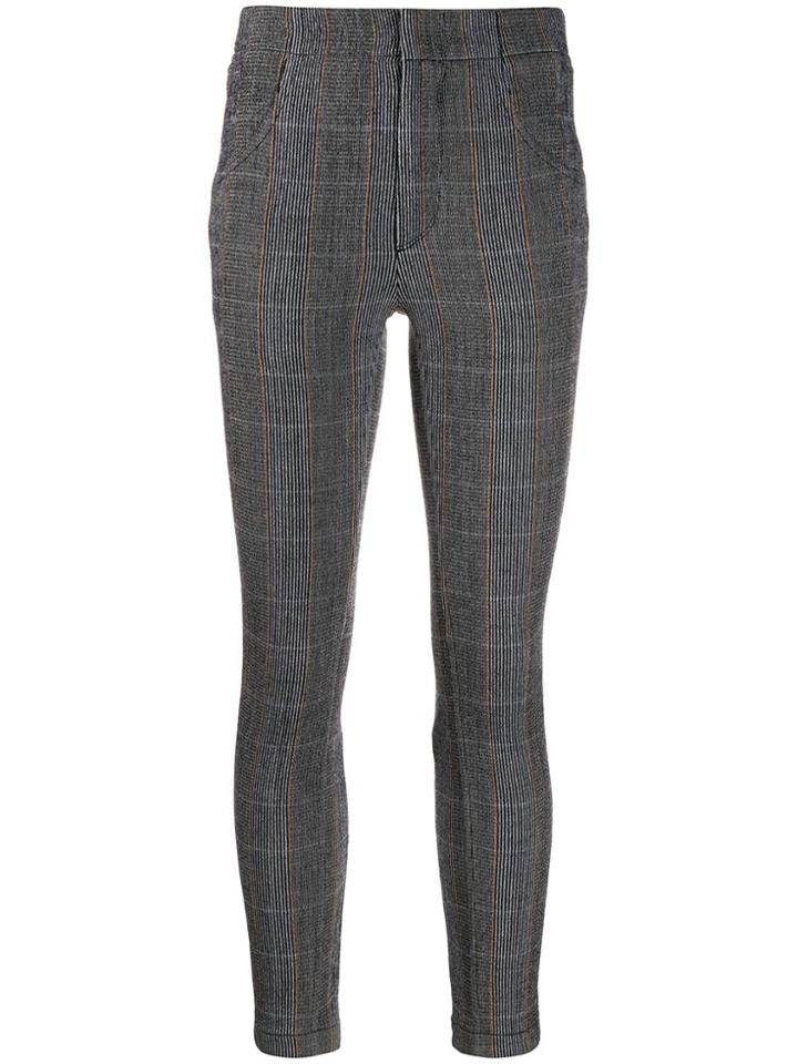 Chloé Checked Skinny Trousers - Grey