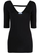 Prada Strap Detail Knit Top - Black