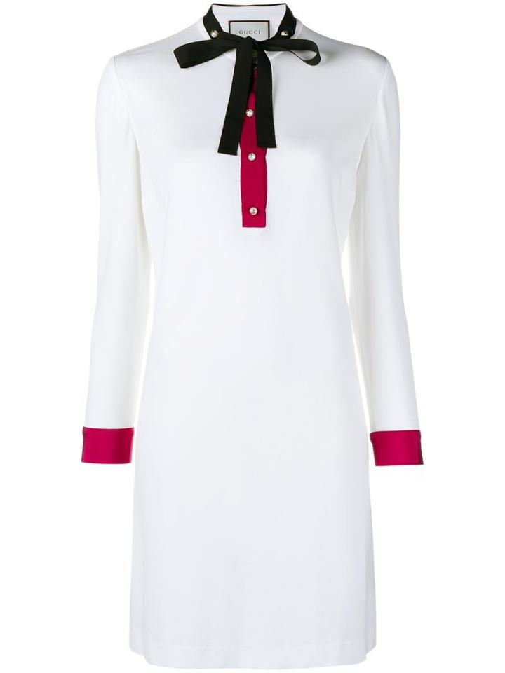 Gucci Long Sleeve Shift Dress, Women's, Size: Medium, White, Viscose/spandex/elastane/cotton