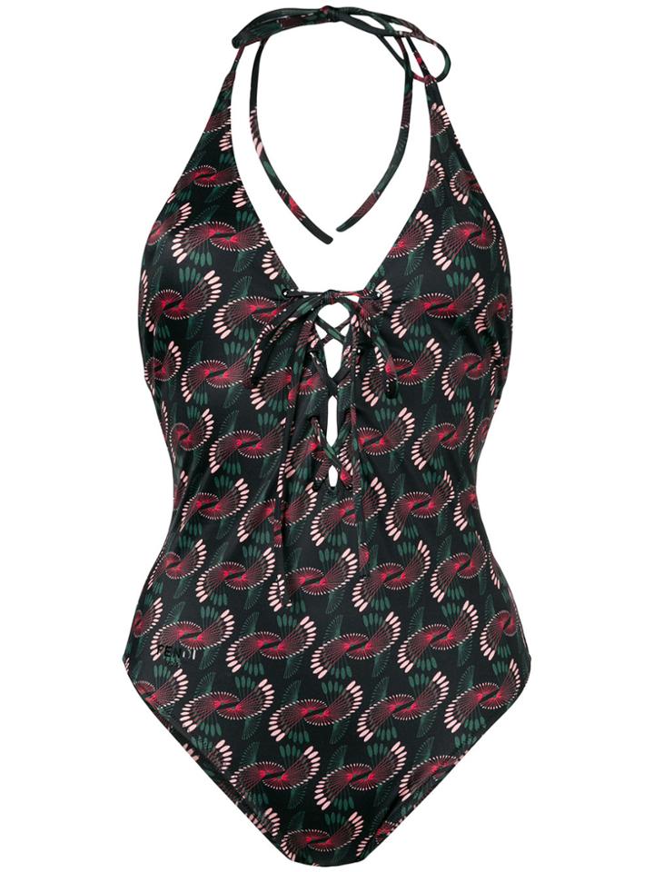 Fendi Tied Patterned One-piece - Black