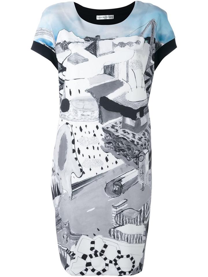 Tsumori Chisato Contrasting Printed Panel Dress