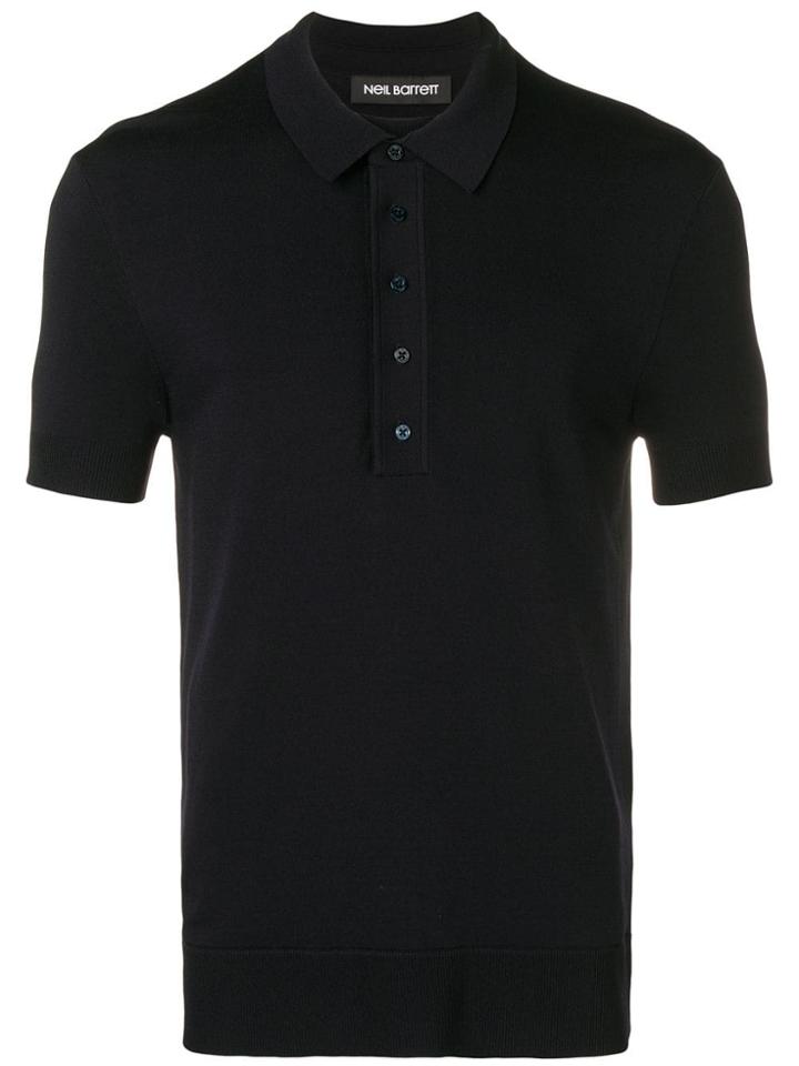 Neil Barrett Woven Polo Shirt - Black