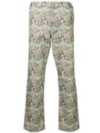 Comme Des Garçons Vintage Landscape-print Cropped Trousers - Green