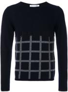 Comme Des Garçons Shirt Cut-out Grid Check Jumper - Blue
