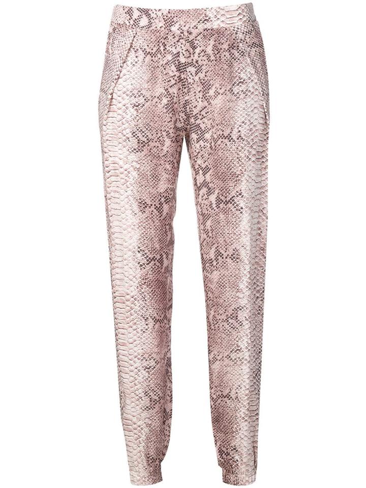 Gold Hawk Snake Print Trousers - Pink