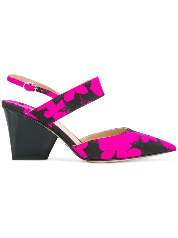 Paul Andrew Floral-print Slingback Pumps - Pink