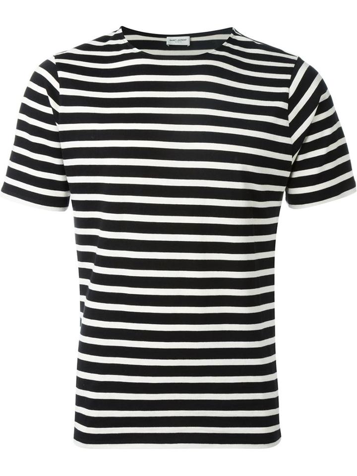 Saint Laurent Striped T-shirt, Men's, Size: L, Black, Cotton