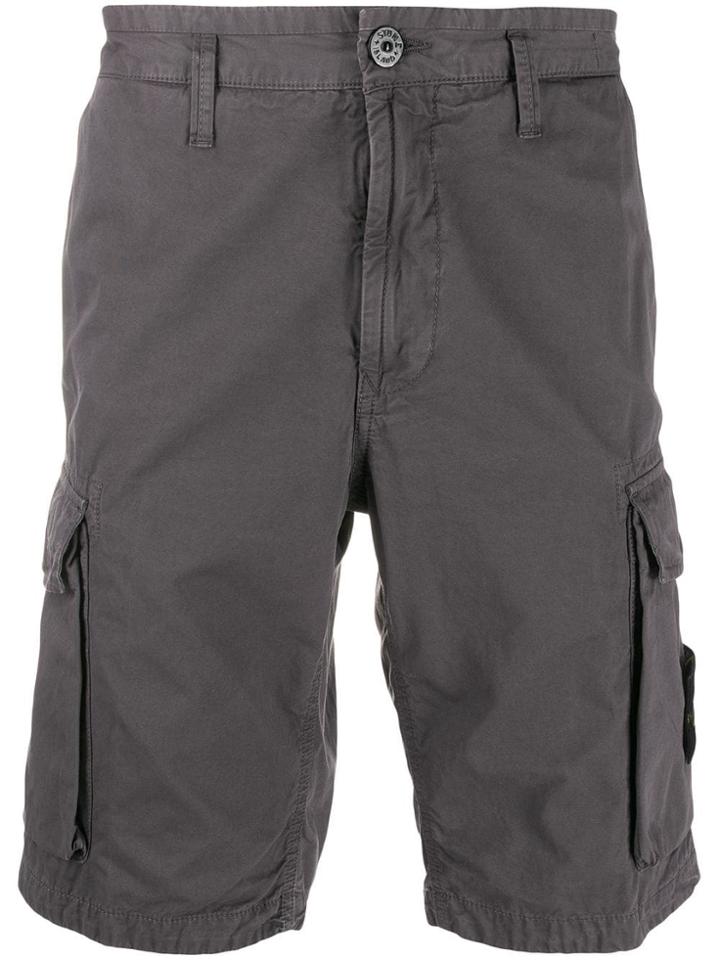 Stone Island Logo Patch Cargo Shorts - Grey