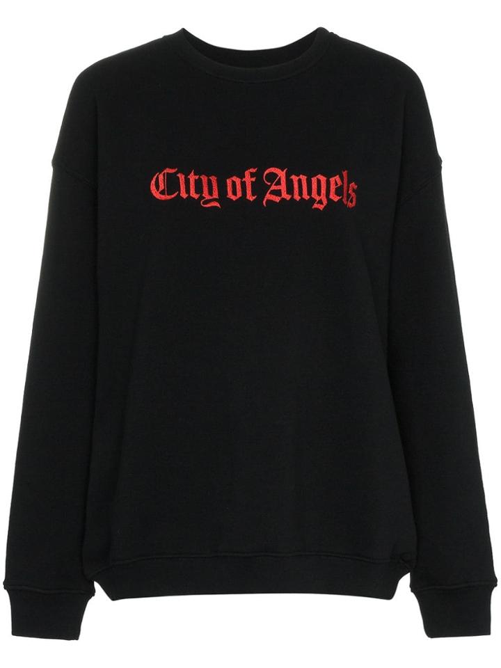Adaptation City Of Angels Embroidered Cotton Sweatshirt - Black