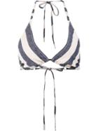 Malia Mills 'nadege' Striped Triangle Bikini Top, Women's, Size: 36b, Blue, Cotton/linen/flax