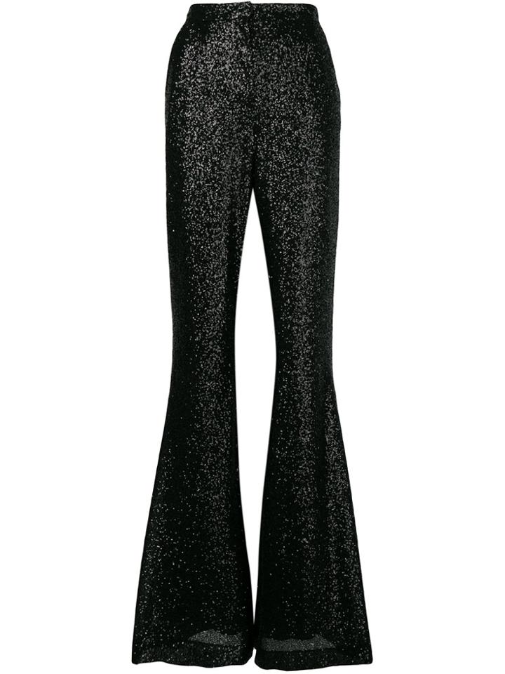 Elie Saab Glitter Flared Cuff Trousers - Black