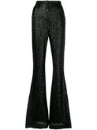 Elie Saab Glitter Flared Cuff Trousers - Black