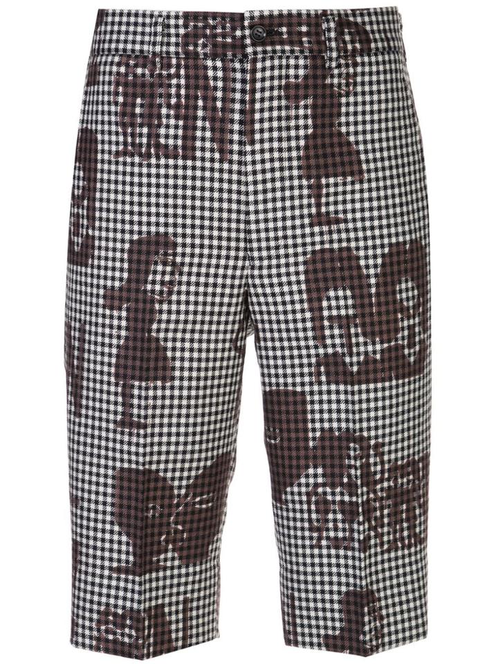 Comme Des Garçons Check-print Shorts - Brown