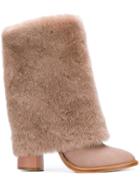 Casadei Foldover Lace-up Boots - Nude & Neutrals