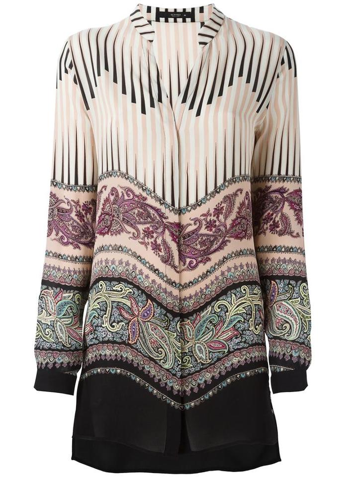 Etro Mixed Print Blouse, Women's, Size: 46, Nude/neutrals, Silk