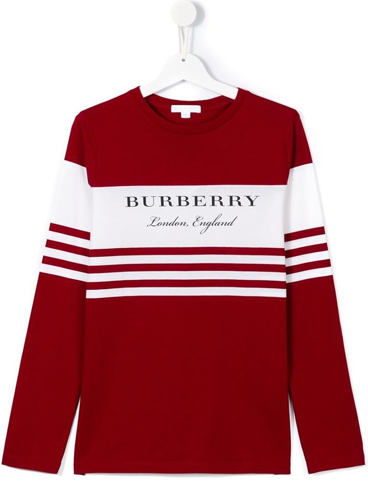 Burberry Kids Striped T-shirt, Boy's, Size: 14 Yrs, Red