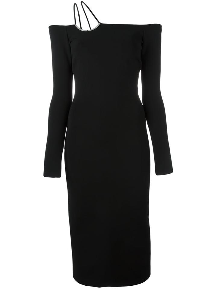 David Koma Off-the-shoulder Fitted Dress, Women's, Size: 12, Black, Polyamide/spandex/elastane/viscose