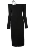 David Koma Off-the-shoulder Fitted Dress, Women's, Size: 12, Black, Polyamide/spandex/elastane/viscose